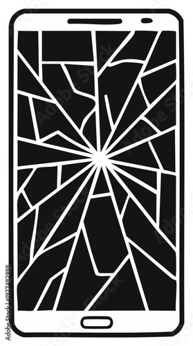 Smartphone Screen Shattered and Broken, Damage and Destruction Icon