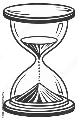 Vintage hourglass with sand flowing down representing passage of time and countdown timer