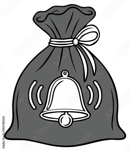 Illustration of a gift bag with a ringing bell symbol indicating a surprise or announcement