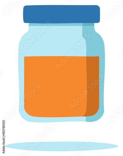 Glass canning jar filled with orange colored content - preserves, sauces, spreads or jam