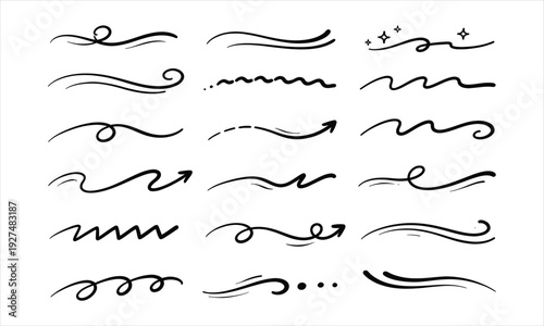 Collection of Hand-Drawn Swirls, Underlines, and Decorative Elements