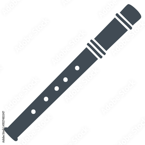 Detailed Illustration of a Dark Blue Recorder with Finger Holes for Wind Instrument Players