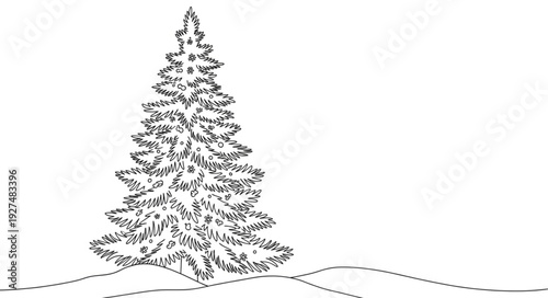 Christmas Tree Illustration with Snow.