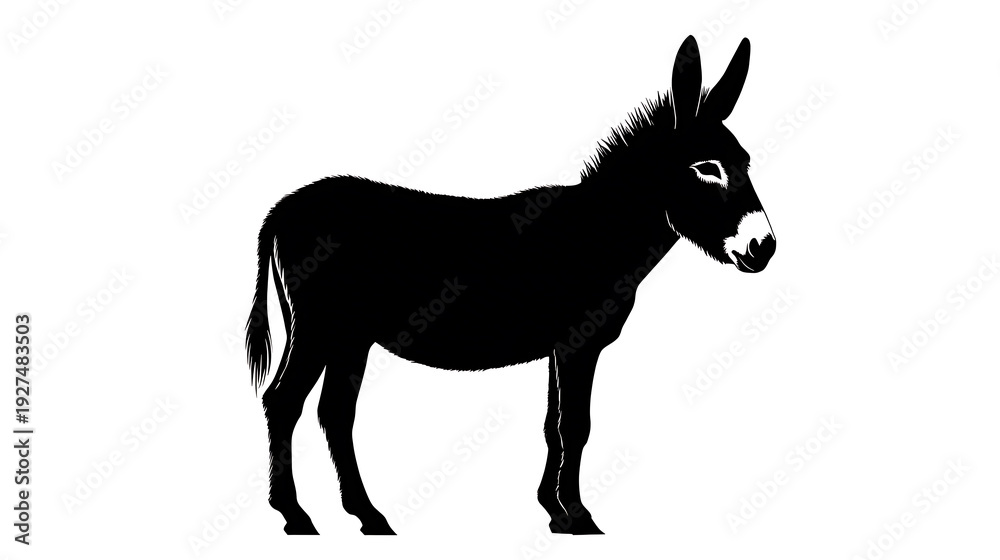 Fototapeta premium A stark silhouette of a donkey standing in profile