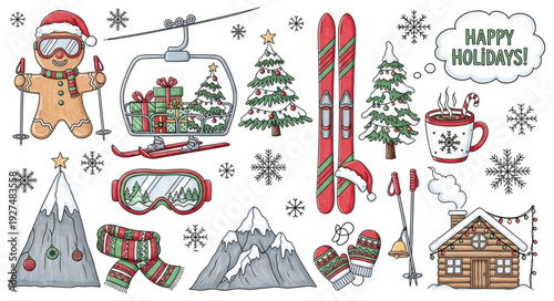 Christmas Winter Holiday Clipart Elements Collection.