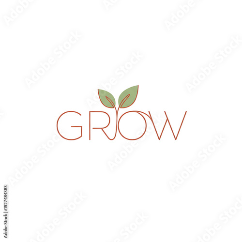 The word GROW with a sprouting seedling replacing the letter 'O', symbolizing growth and development, presented in a simple, modern illustration style