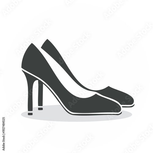 Pair of dark grey high heel shoes graphic icon for women footwear