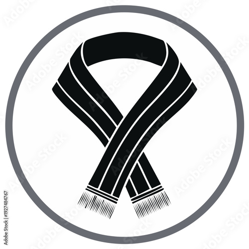 A Black Scarf Tied in a Knot Inside a Circle on White Winter Fashion Accessory Neckwear Headgear