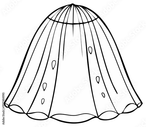 Elegant white bell-shaped veil with delicate decorative elements