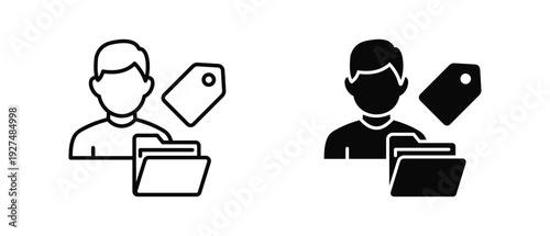 Client Tagging icon set with style outline and solid. vector simple elements for design and presentation.