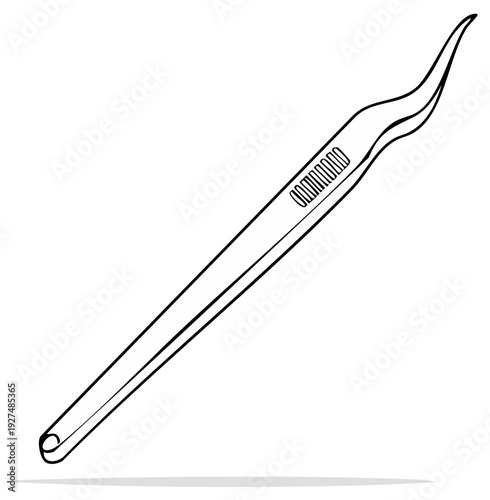 Curved Tip Forceps Medical Surgical Instrument Outline Drawing
