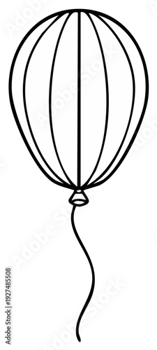 Simple Line Drawing of a Hot Air Balloon with a String