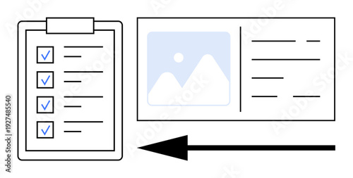 Workflow concept. Checklist with ticks signifies task management while content layout s organized information sharing. Workflow simplifies tasks and boosts productivity. Ideal for project management