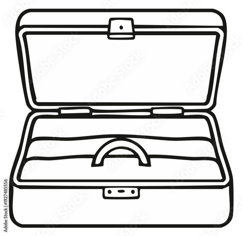 Open Suitcase Outline Simple Vector Illustration Packing Concept Line Art