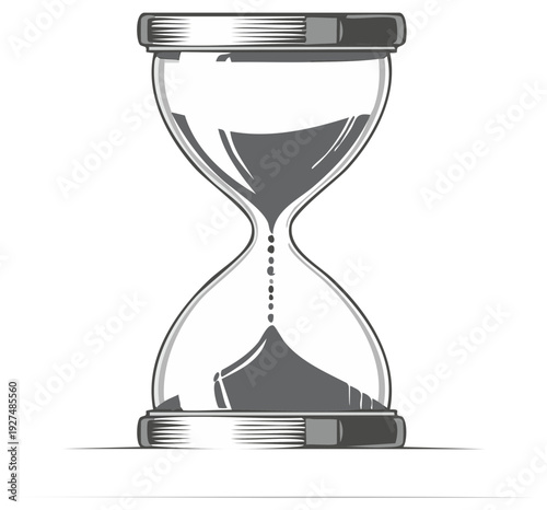 Hourglass illustration with flowing sand depicting time passage, deadlines, and measuring