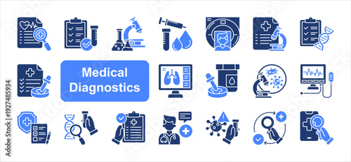 Medical Diagnostics web banner icon concept, with Health Screening, Molecular Diagnostics, Clinical Results.