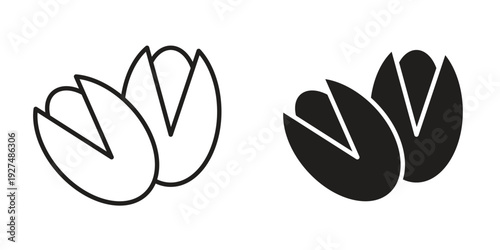 Pistachio icon suitable design silhouette and line art style on white background