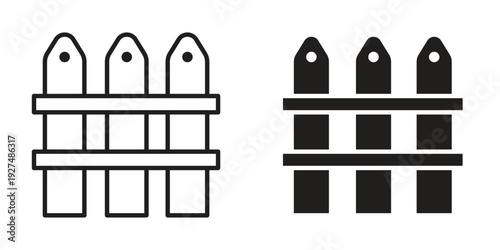 Plank fence icon suitable design silhouette and line art style on white background