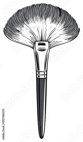 Elegant Fan Brush for Makeup Application or Artistic Painting
