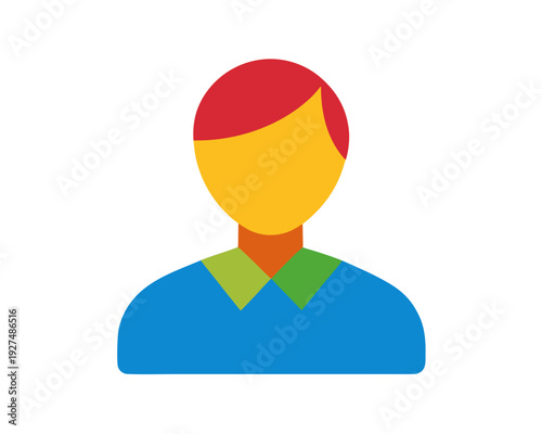 A colorful vector graphic illustration of a person's upper body with a simple design