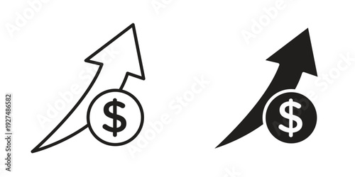 Profit growth icon suitable design silhouette and line art style on white background