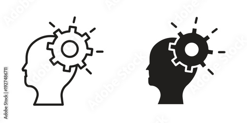 Realization icon suitable design silhouette and line art style on white background