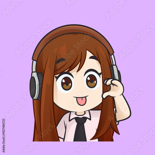 Idol girl teasing with adorable face and heart hand sign