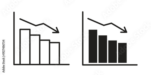 Reduction chart icon suitable design silhouette and line art style on white background