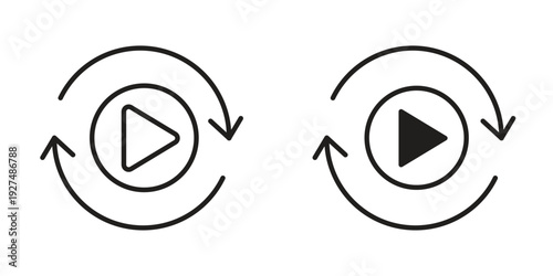 Replay icon suitable design silhouette and line art style on white background