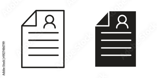 Resume icon suitable design silhouette and line art style on white background