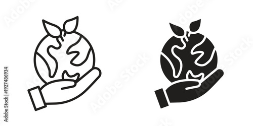 Save environment icon suitable design silhouette and line art style on white background