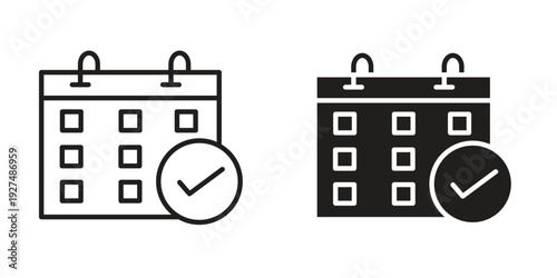 Schedule icon suitable design silhouette and line art style on white background