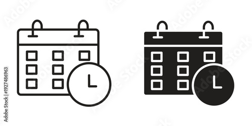 Schedule icon suitable design silhouette and line art style on white background