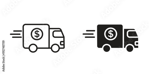Shipping charges icon suitable design silhouette and line art style on white background