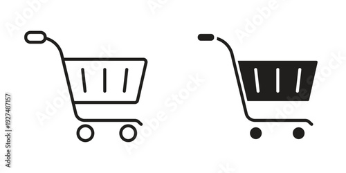 Shopping icon suitable design silhouette and line art style on white background