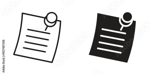 Sticky notes icon suitable design silhouette and line art style on white background