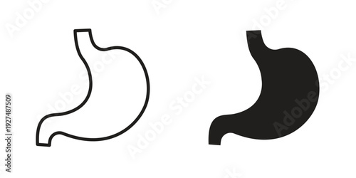 Stomach icon suitable design silhouette and line art style on white background