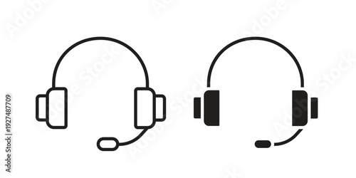 Support headset icon suitable design silhouette and line art style on white background