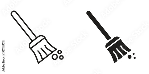 Sweeping icon suitable design silhouette and line art style on white background
