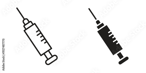 Syringe icon suitable design silhouette and line art style on white background