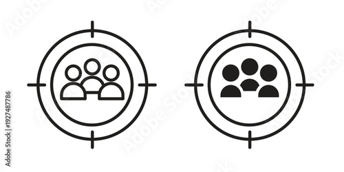 Target audience icon suitable design silhouette and line art style on white background