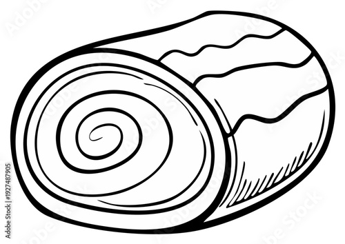 Illustration of a cake roll with a swirled filling, sweet treat graphic