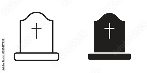 Tombstone icon suitable design silhouette and line art style on white background