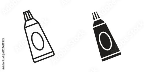Toothpaste tube icon suitable design silhouette and line art style on white background