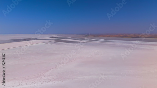 Wallpaper Mural Aksaray, Turkey. Wide aerial panorama of Tuz Golu salt lake near Sereflikochisar showing endless white salt plains, distant water and horizon on a summer day.. Aerial View Torontodigital.ca