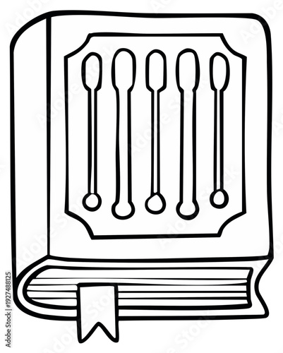 Matchbook Illustration, Black and White, Close Up, Matches Inside