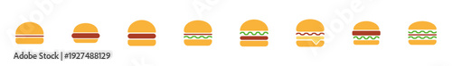 Hamburger icon vector isolated on white background. Burger and hamburger icon. Fast food vector icon