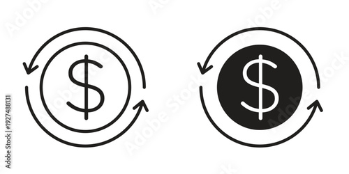 Turnover icon suitable design silhouette and line art style on white background