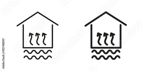 Underfloor heating icon suitable design silhouette and line art style on white background