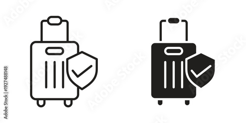 Travel insurance icon suitable design silhouette and line art style on white background